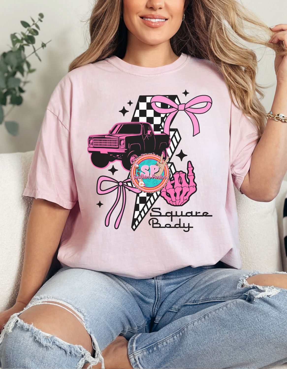 Square Body Lightning Bolt Bow Shirt