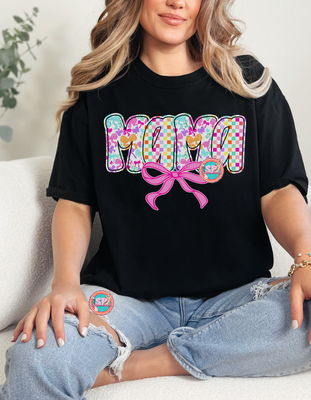 Rainbow Mama Bow Checkered Shirt