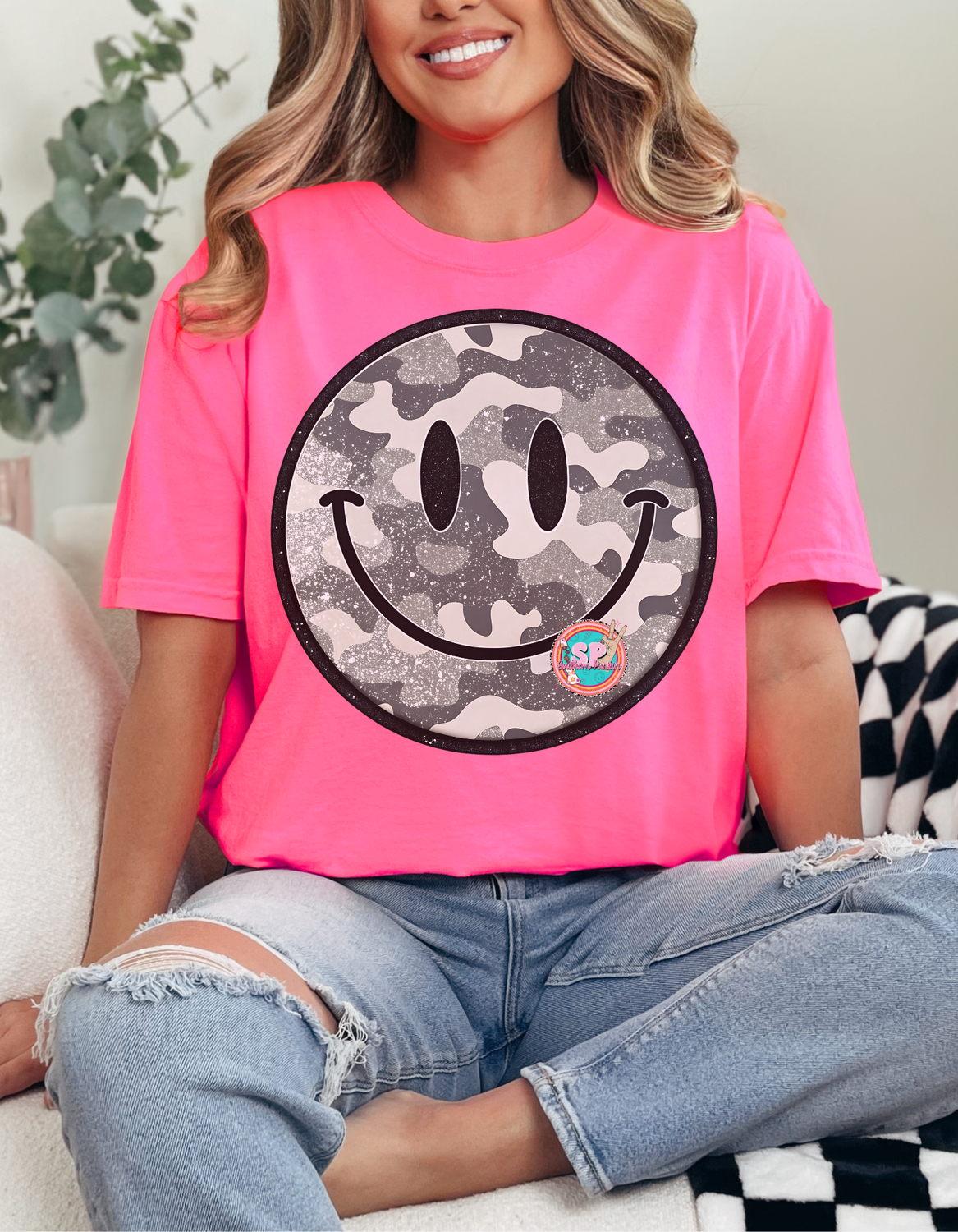 Camo Smiley Face Shirt