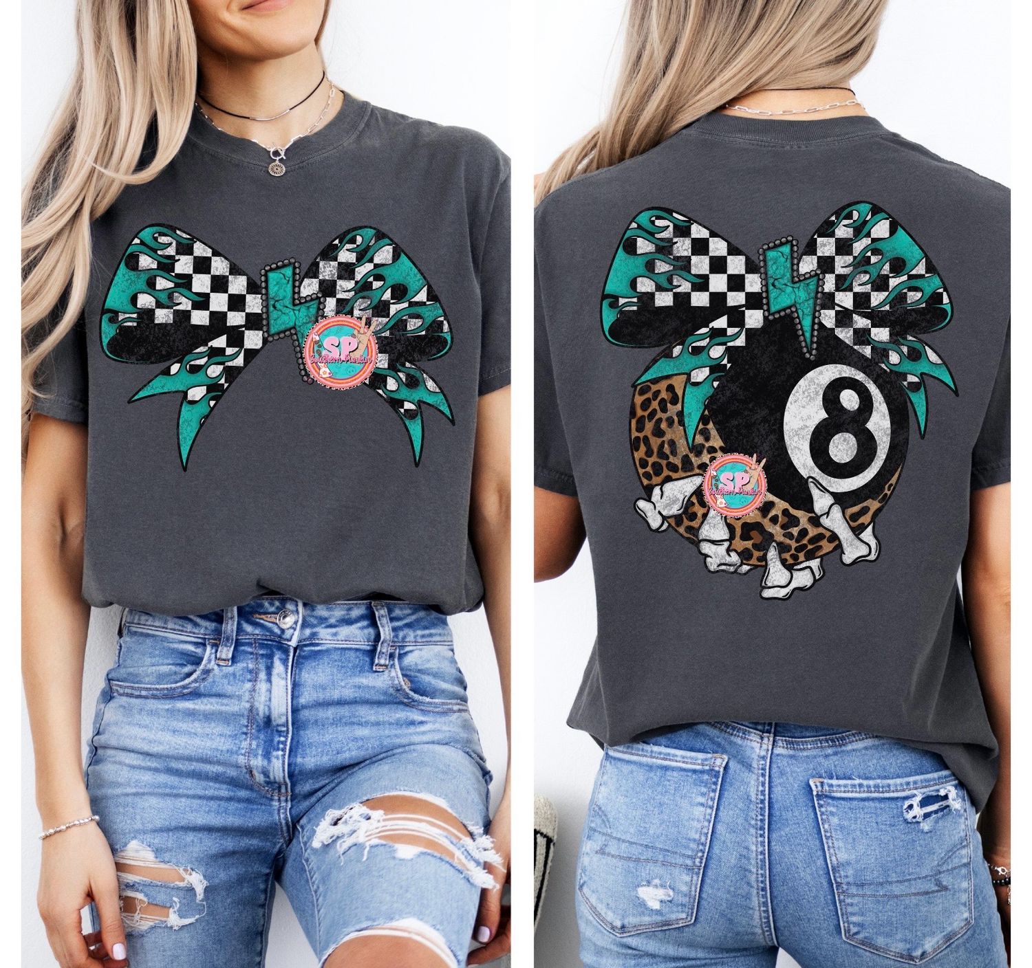 8ball Checkered Bow Shirt