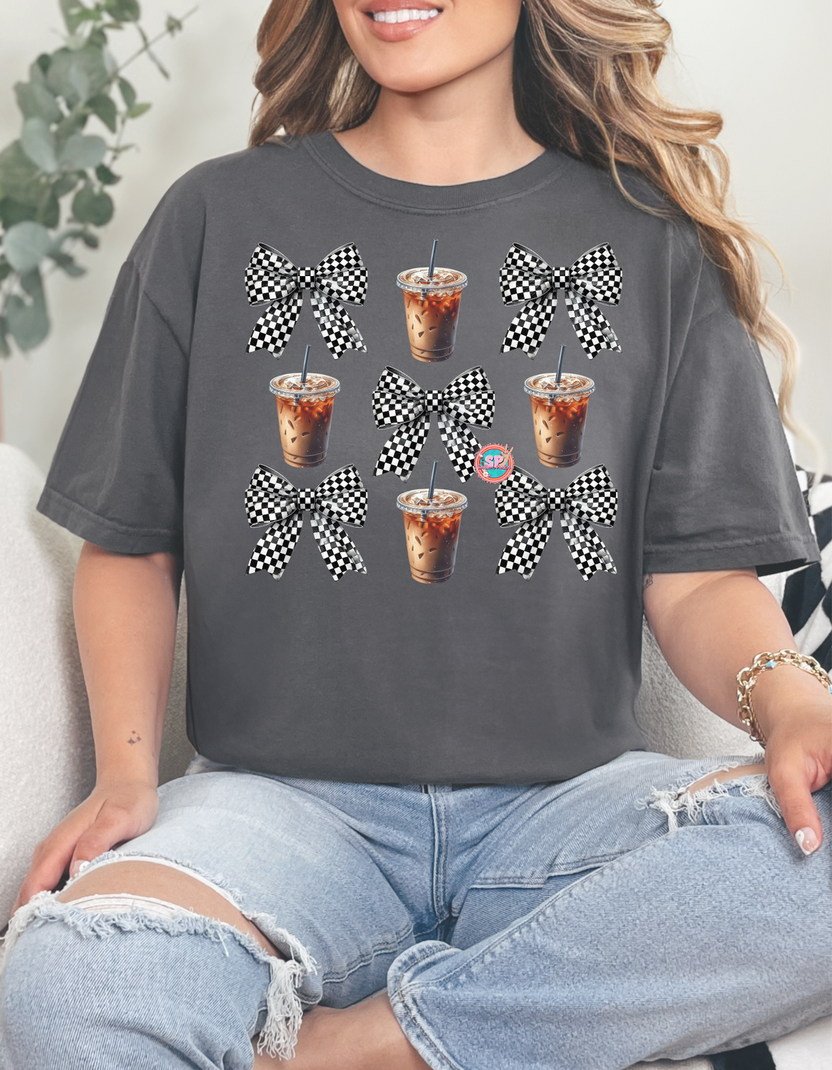 Coffee And Checkered Bows Shirt