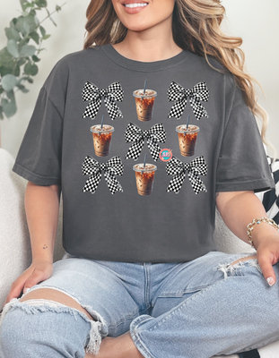 Coffee And Checkered Bows Shirt