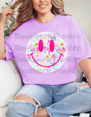 White Floral Smiley Shirt