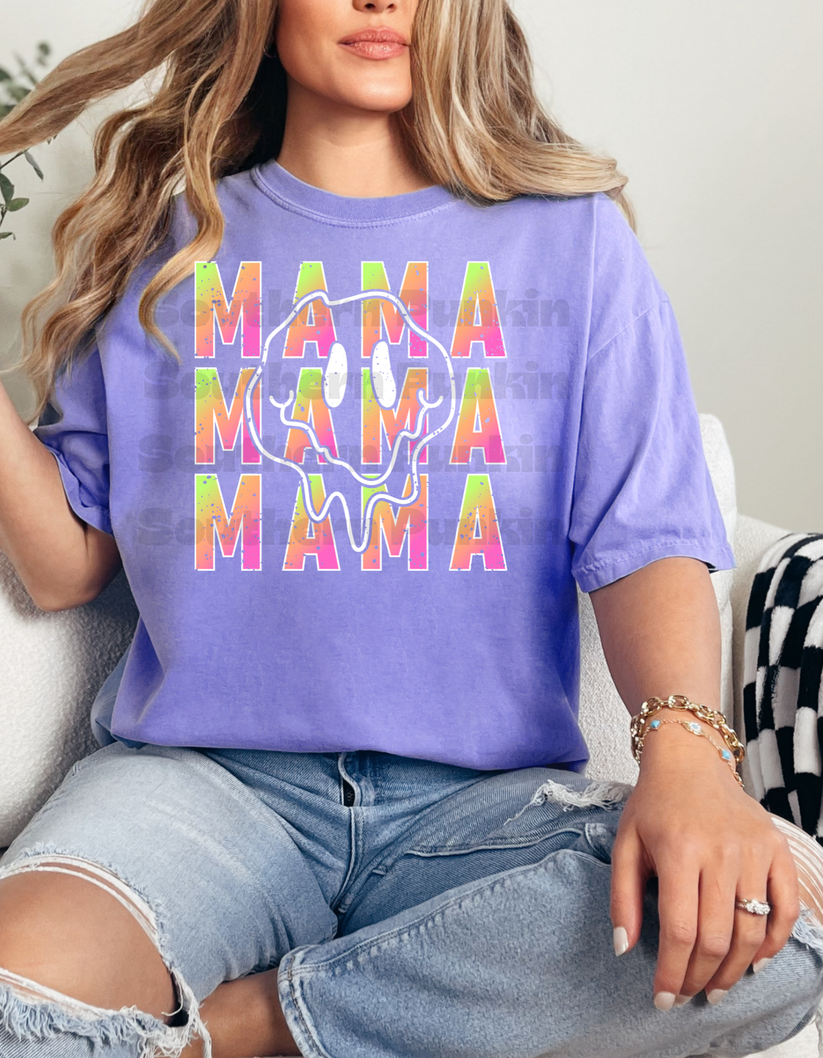 Colorful Mama Drippy Smiley Shirt