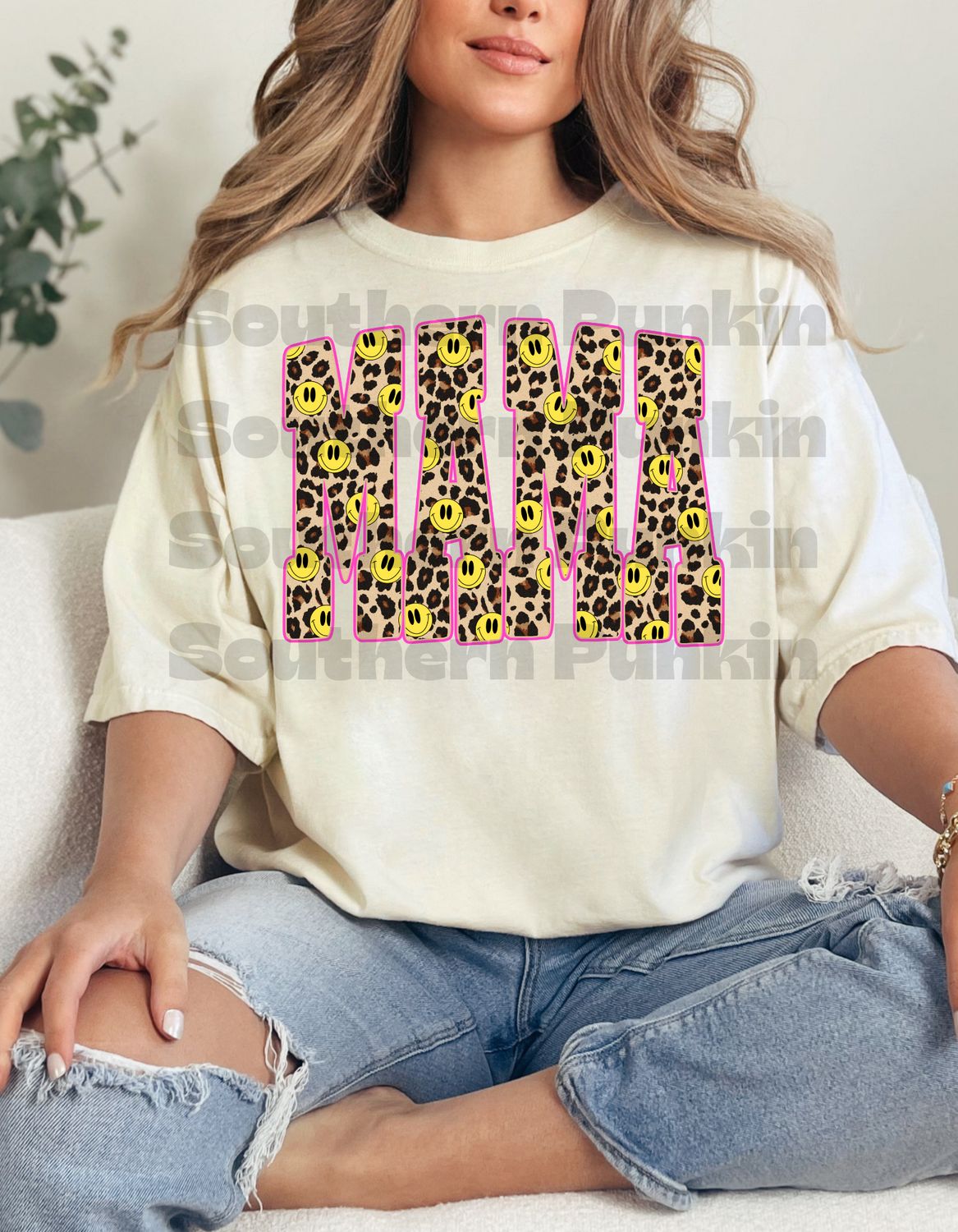 Cheetah Smiley Mama Shirt