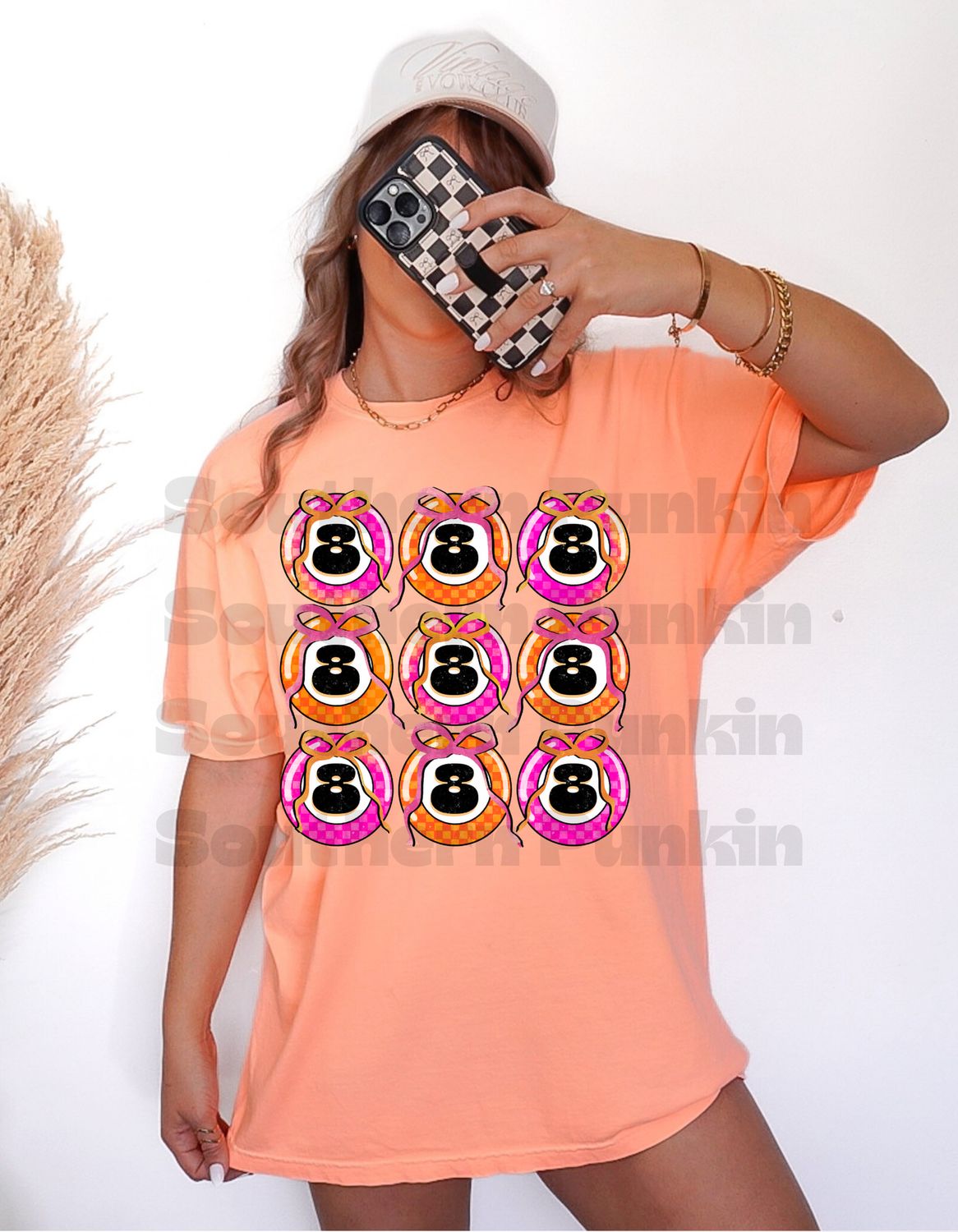 Orange And Pink 8 Balls With Bows Shirt