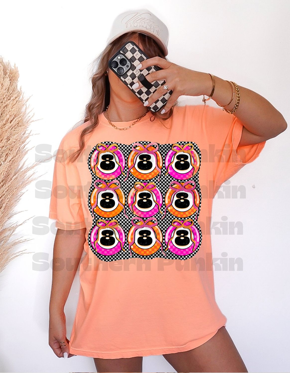 Pink And Orange Checkered 8 Balls Shirt