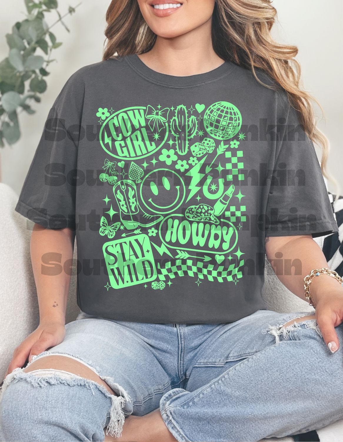 Western Scene Green Shirt