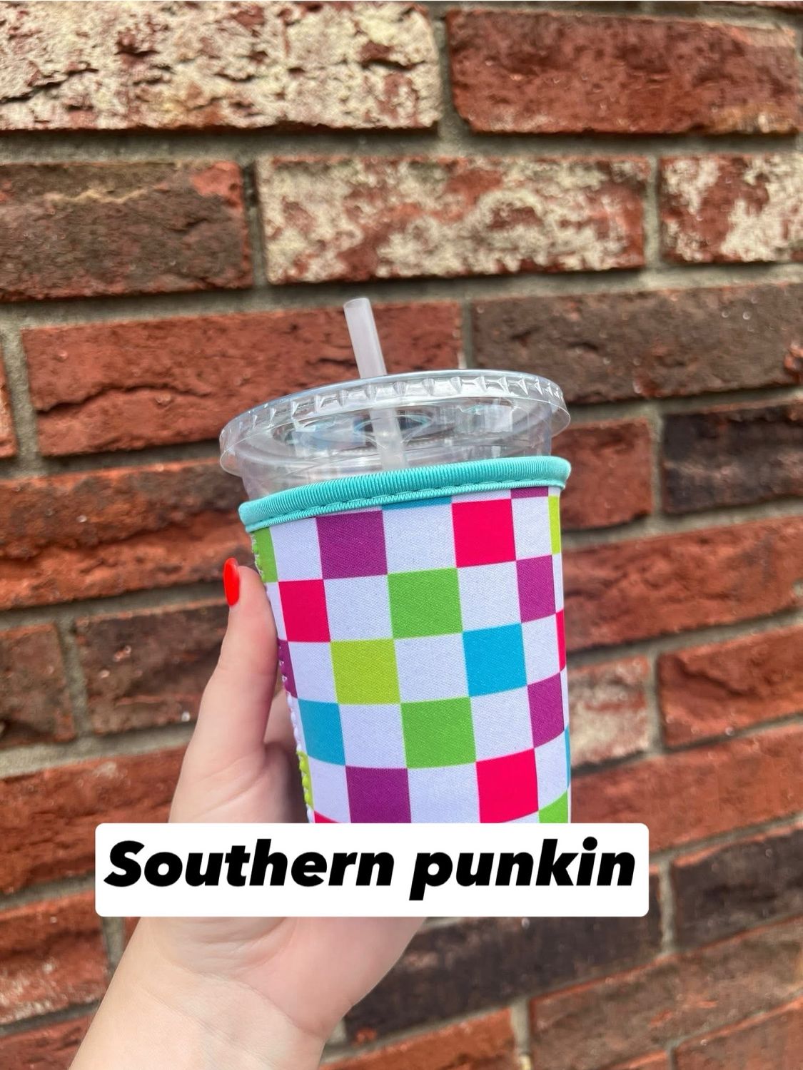 24oz Neon Checkered Koozies