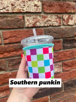 24oz Neon Checkered Koozies