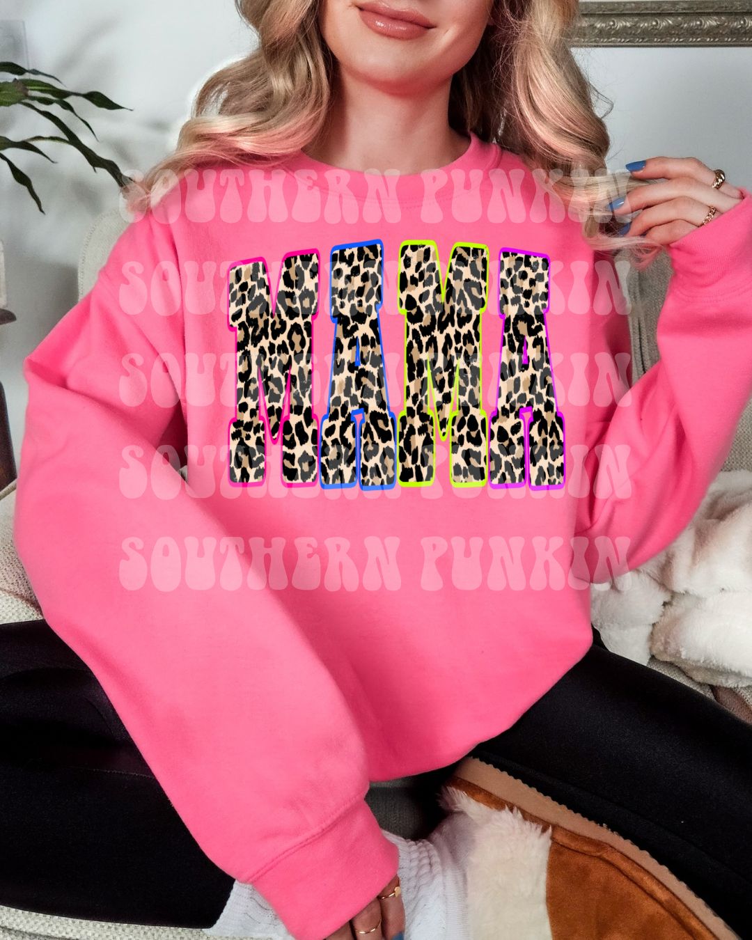 Neon Cheetah Mama Crew