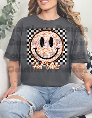 Checkered Smiley Fall Vibes Shirt