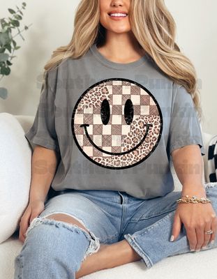 Checkered Tan Smiley Shirt