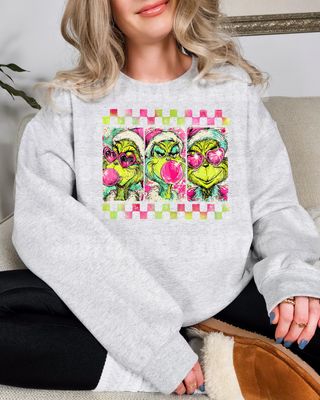 Grinch Checkered Bubble Gum Crew