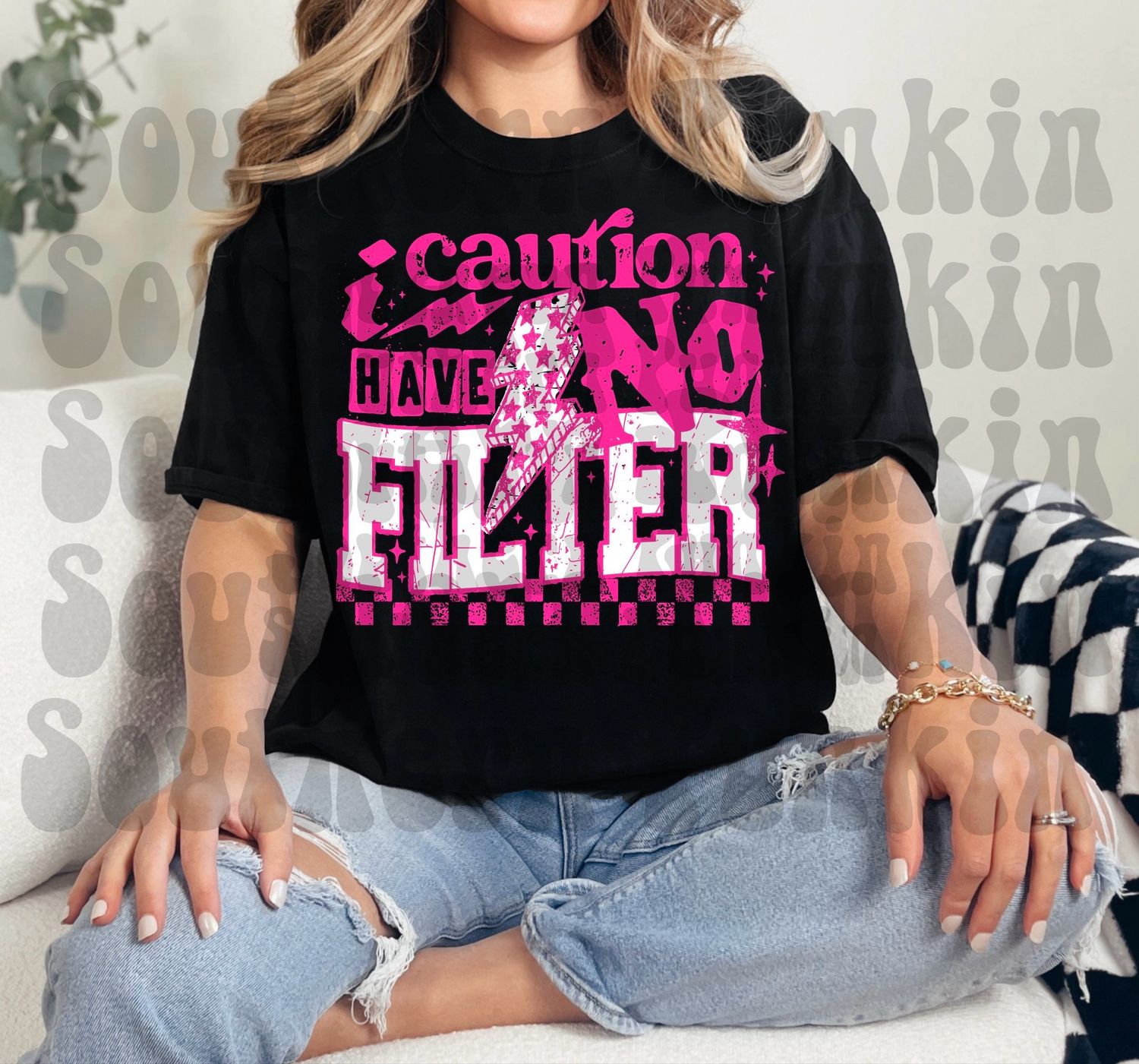 Pink Caution I Have No Filter Shirt