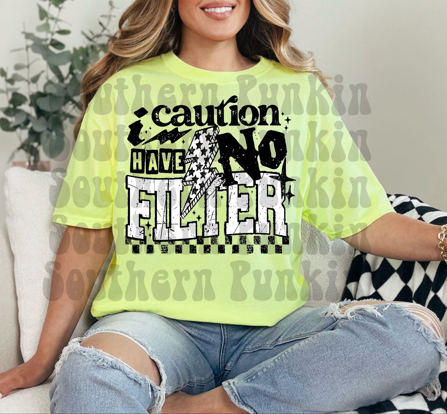 Black Caution I Have No Filter Shirt