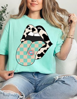 Cowprint Checkered Tongue Shirt