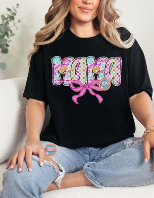 Rainbow Mama Bow Checkered Shirt