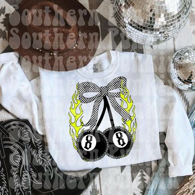 8 Ball Bow With Flames Crewneck