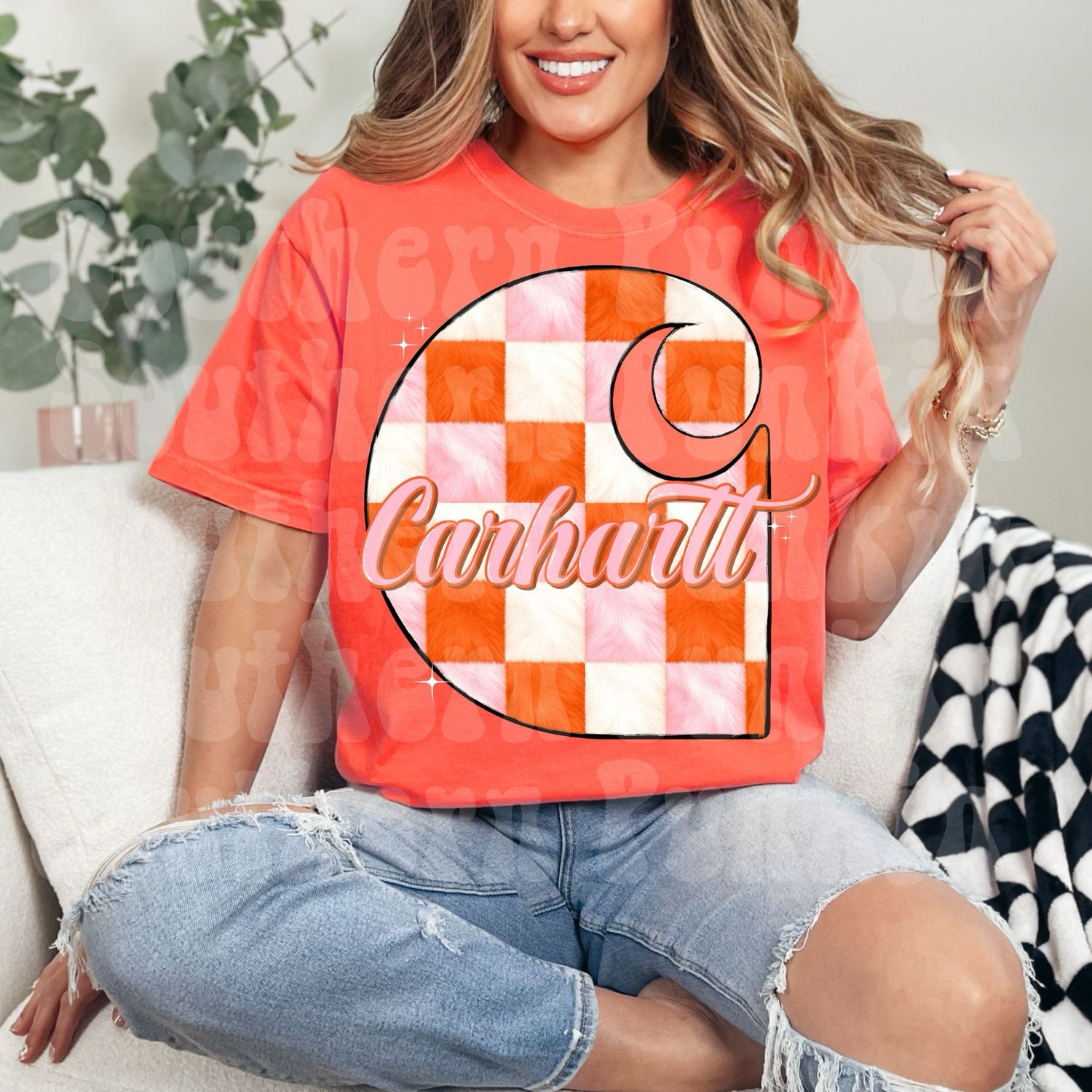 Orange Checkered Carhartt Shirt