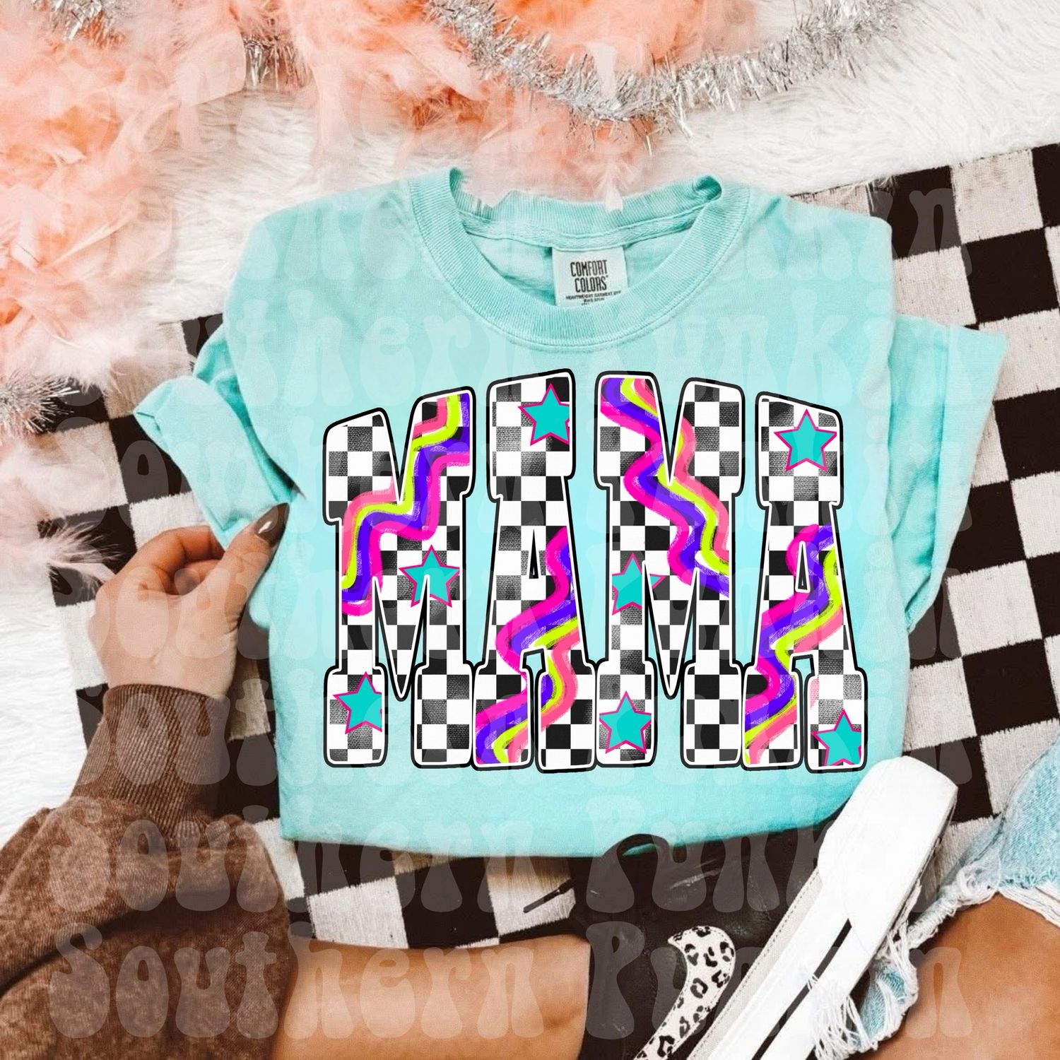 Checkered Groovy Mama Shirt