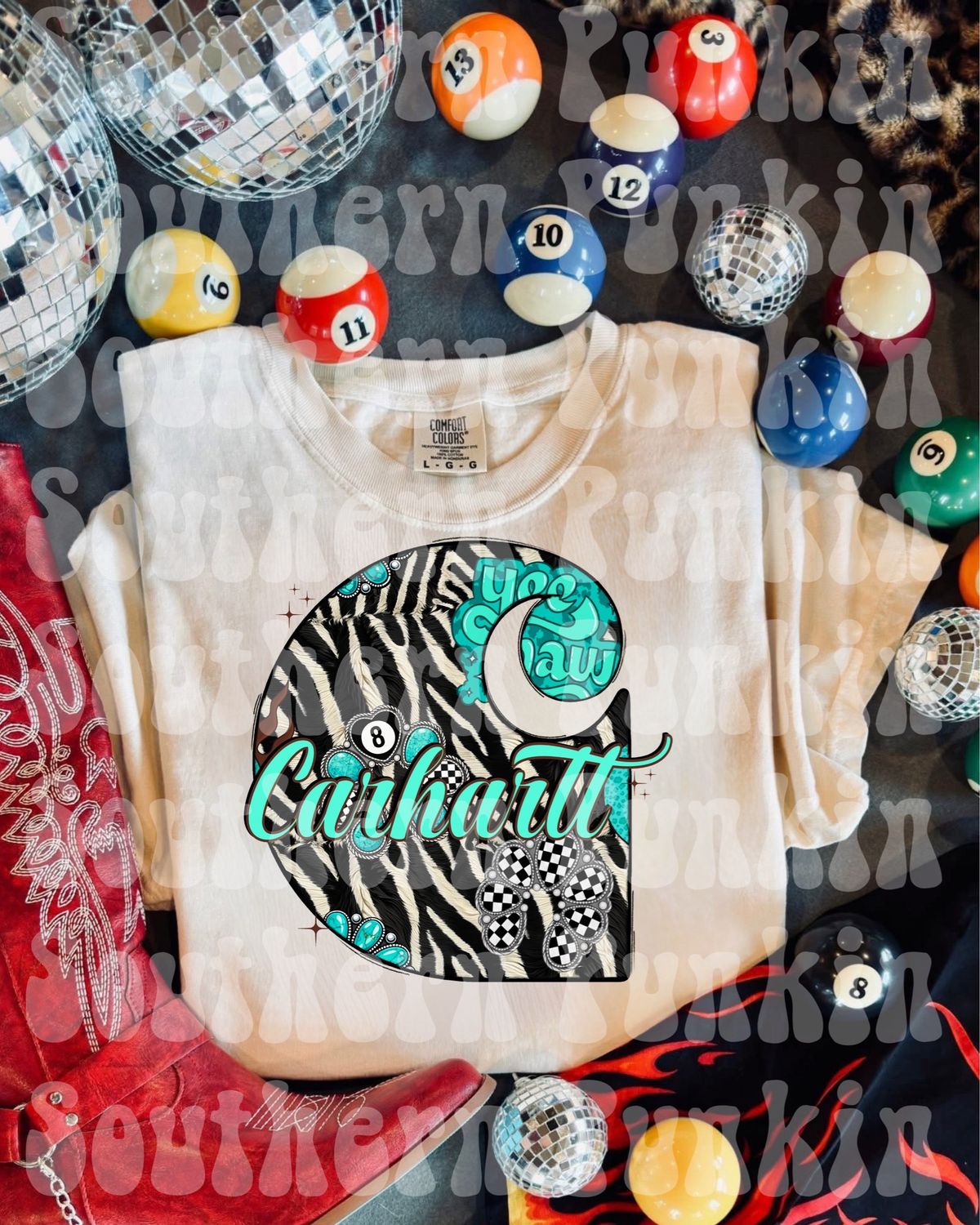 Zebra Teal Carhartt Crewneck