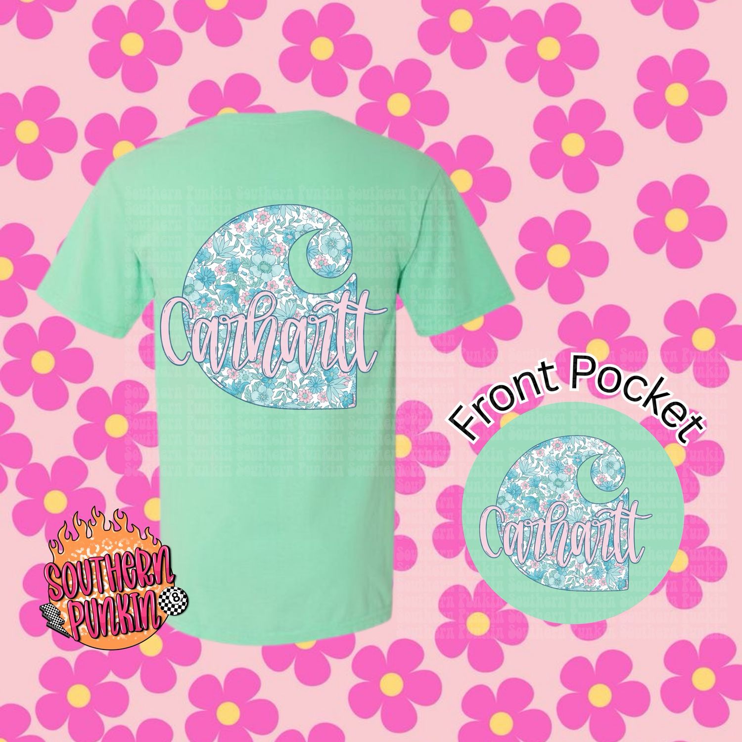 Blue And Pink Floral Carhartt Shirt