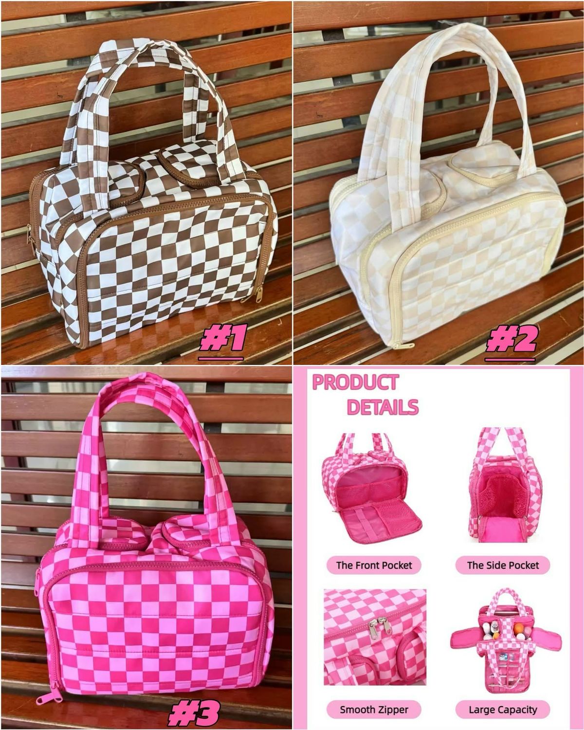 Angela Pink Checked Bag