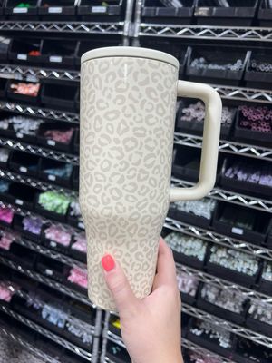 40oz Spill Proof Cream Cheetah Tumbler