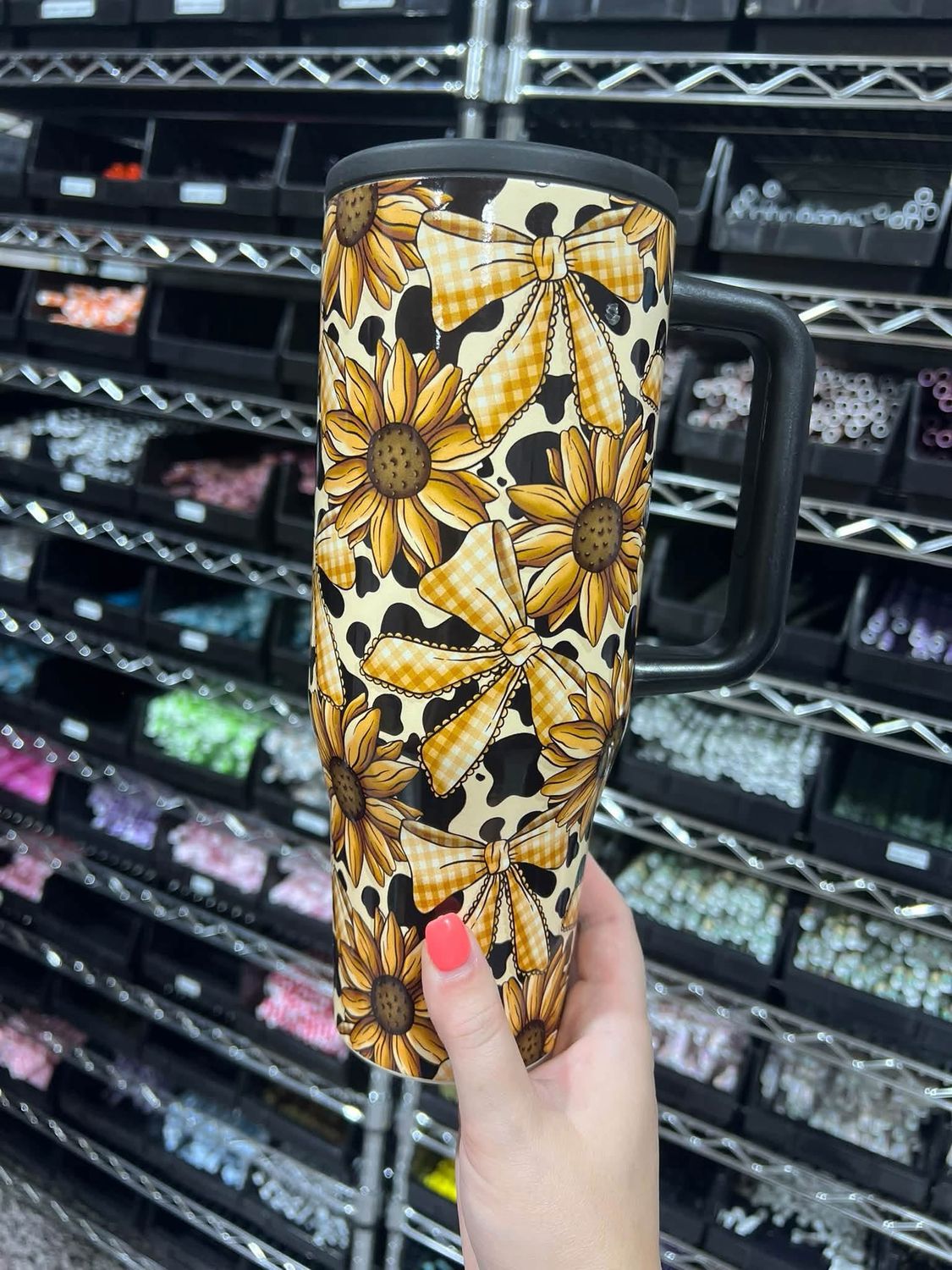 40oz Spill Proof Sunflower Cow Print Tumbler