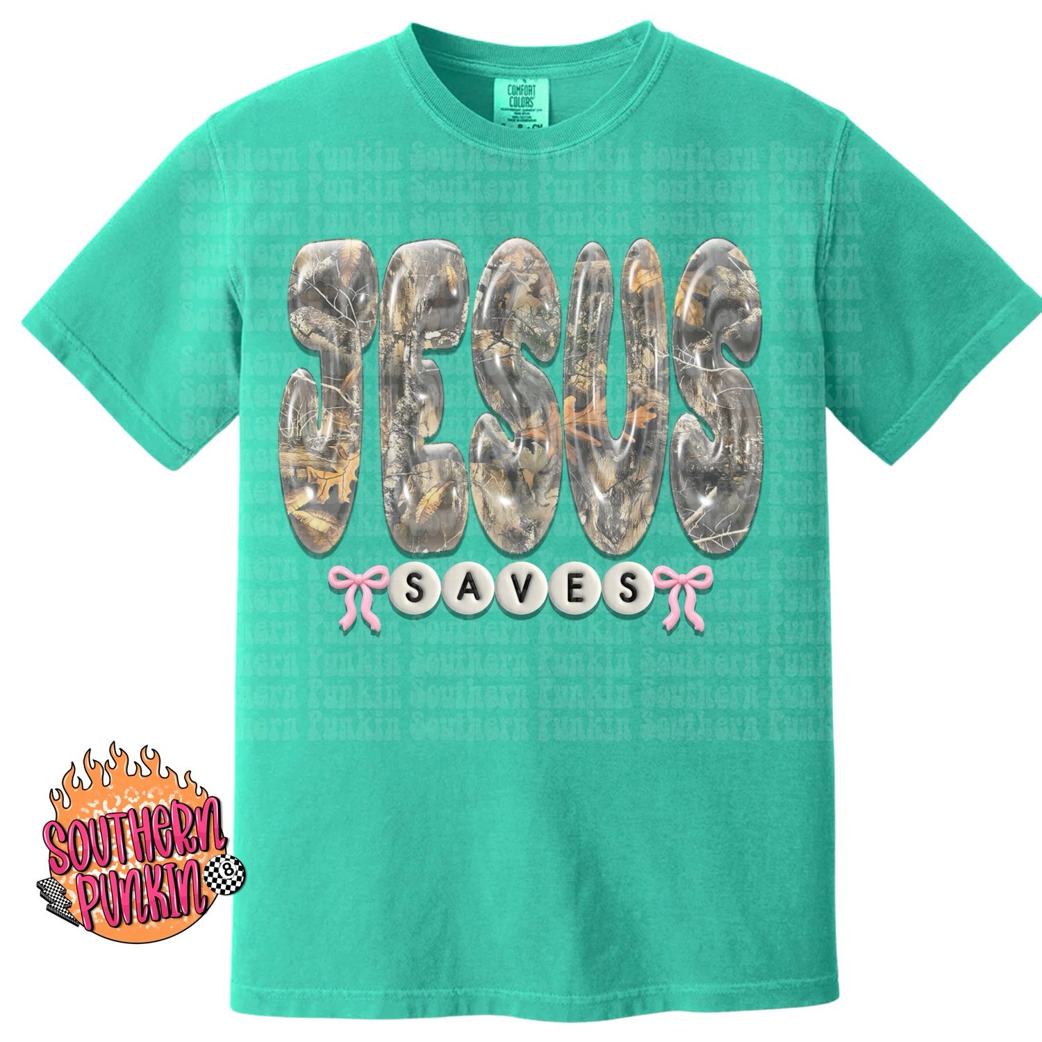 Camo Bubble Jesus Saves Shirt