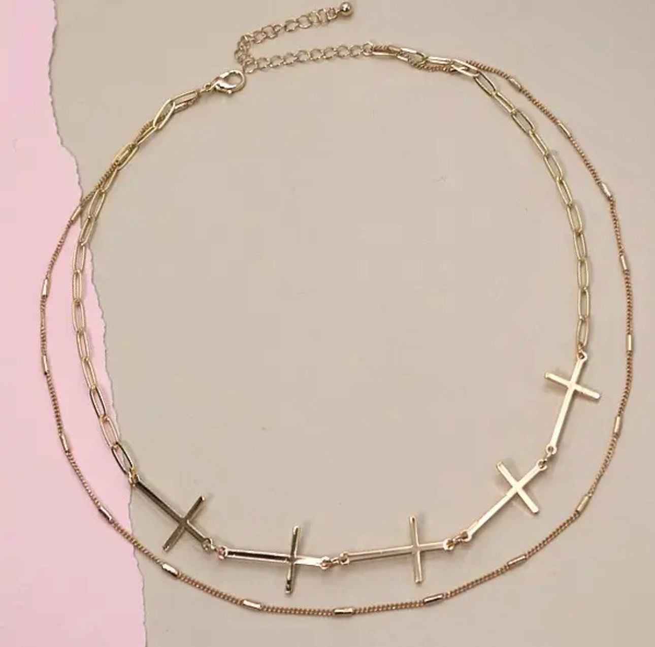 Cross-Link Double Layer Necklace