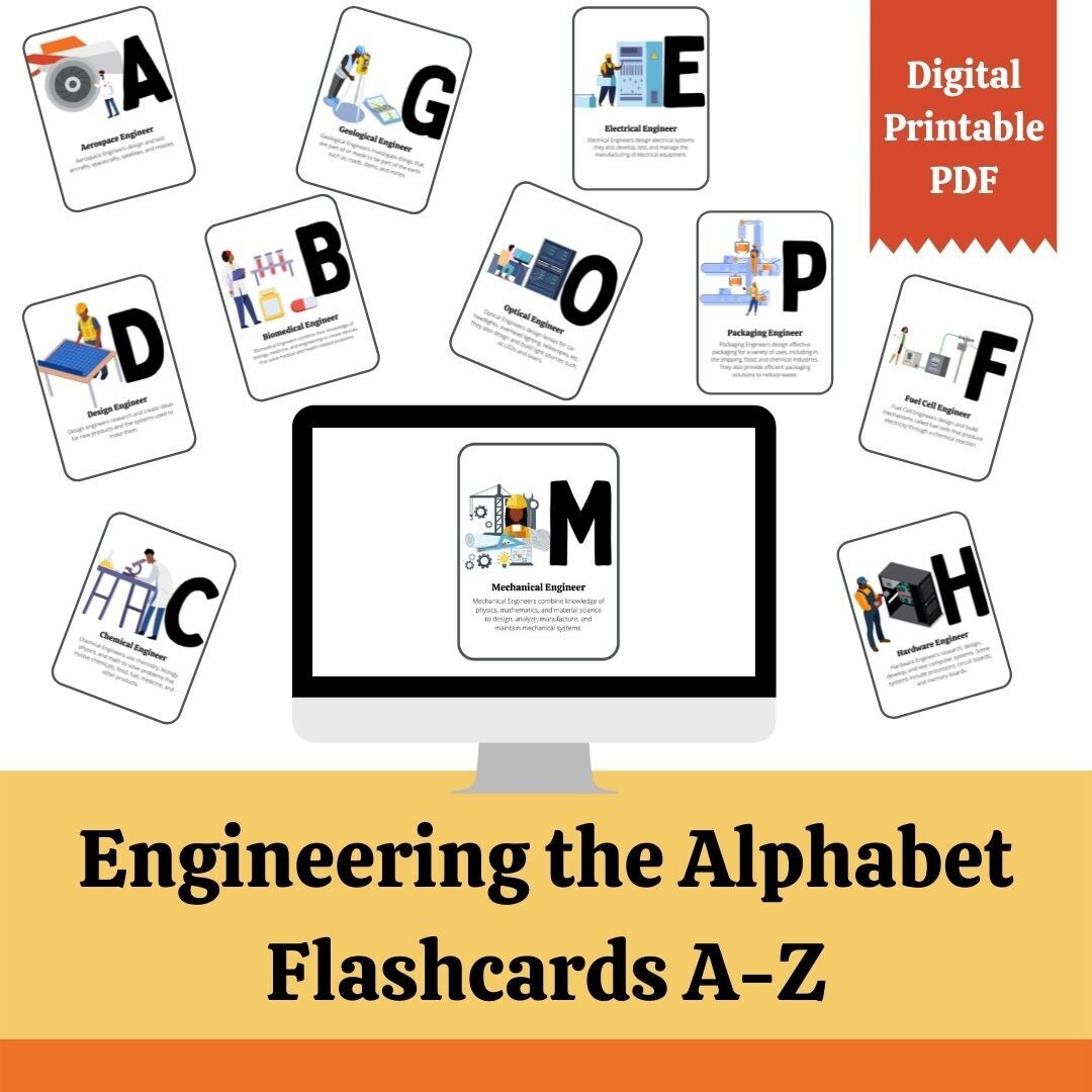 Engineering the Alphabet Printable Flashcards (A-Z)