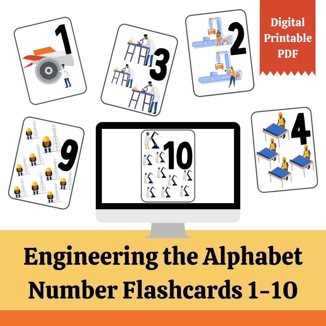 ​Engineering the Alphabet Number Flashcards 1-10