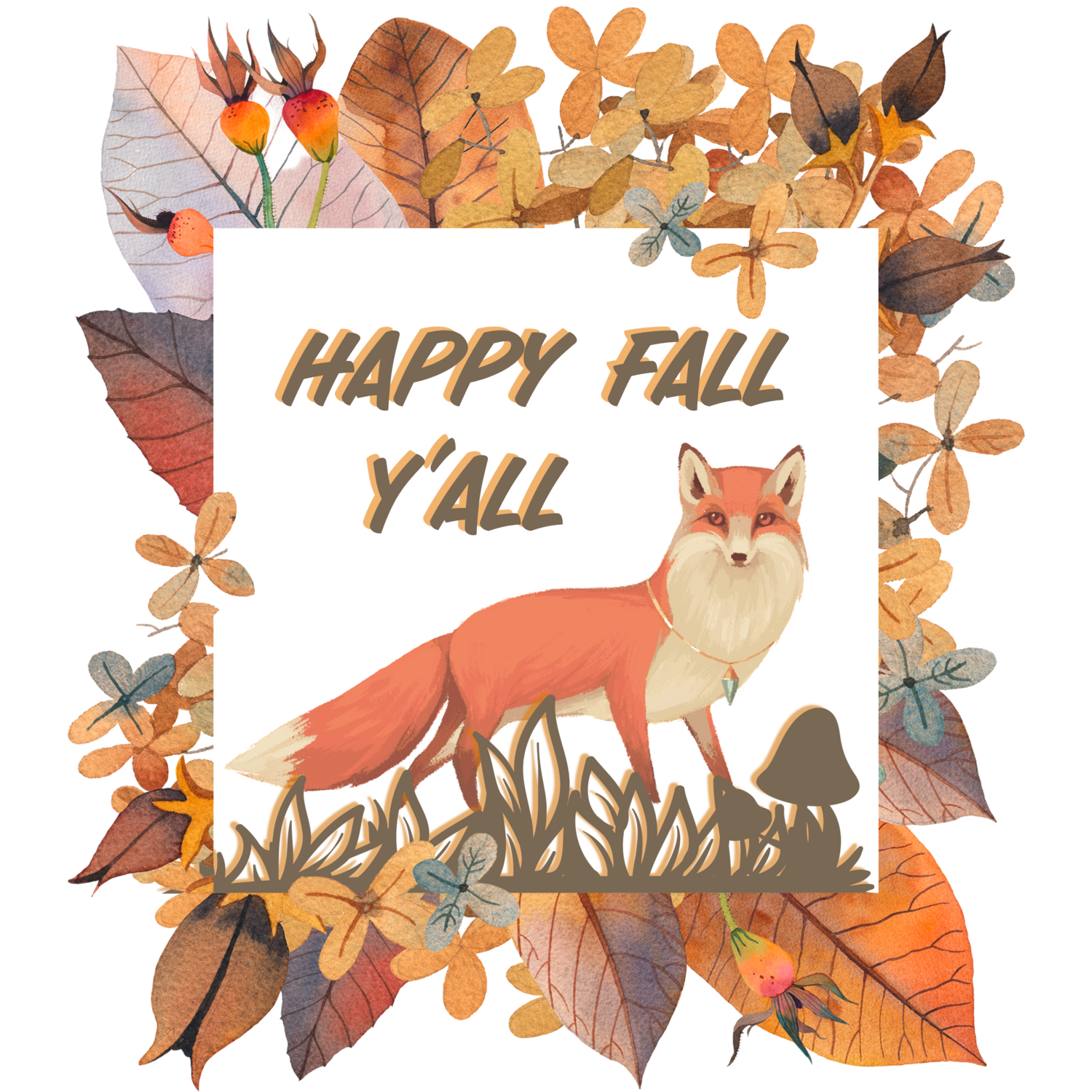 Happy Fall Y'all" Red Fox (Unisex T-Shirt)
