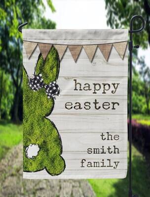 Mossy Bunny Happy Easter Garden Flag