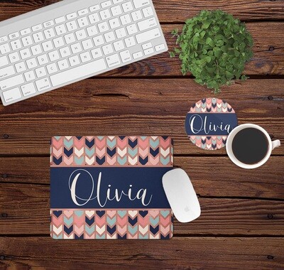 Rose Gold and Navy Chevron Arrows Desk Set