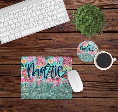 Tropical Flower and Glitter Look Desk Set