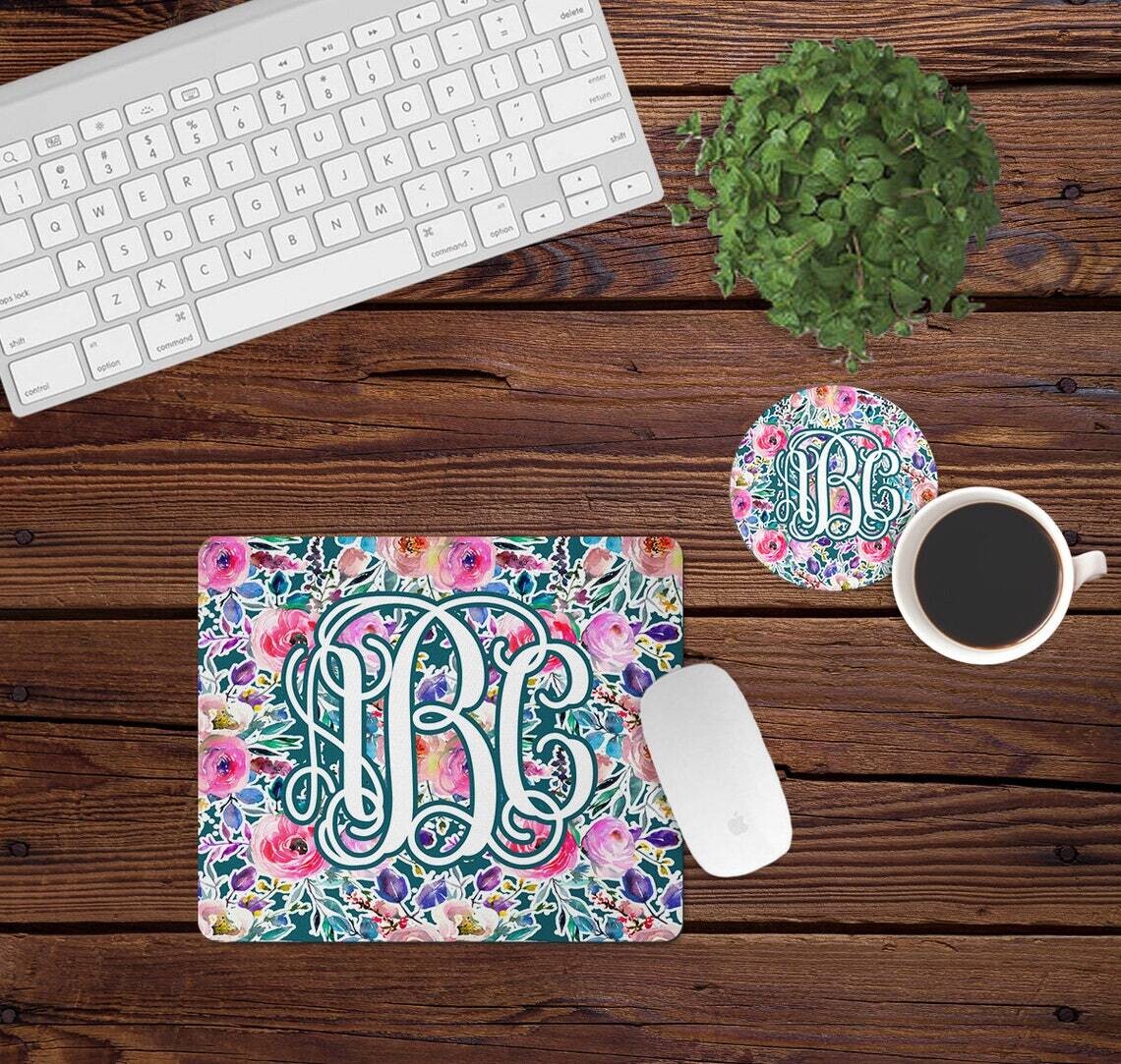 Turquoise Floral Desk Set