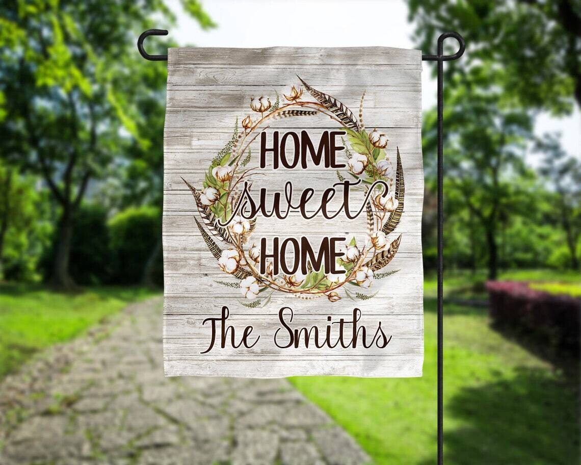 Home Sweet Home Cotton Wreath Garden Flag