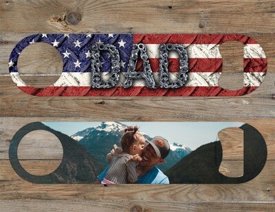 American Flag Diamond Plate Dad Bottle Opener