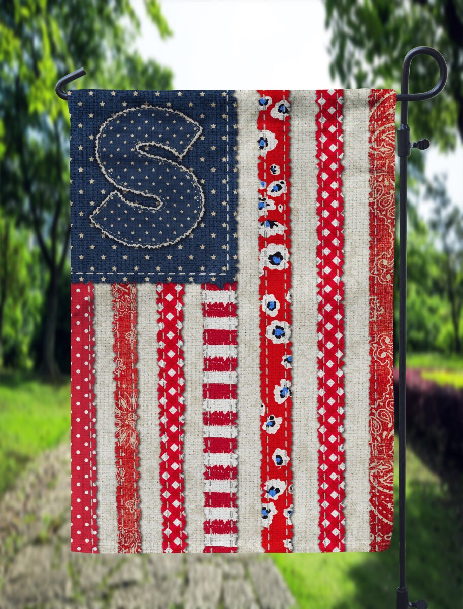 Patchwork American Flag Garden Flag