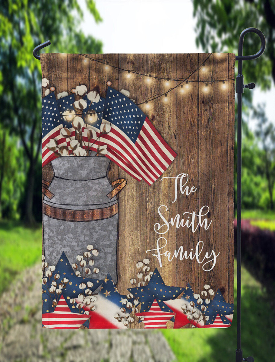 Patriotic Milk Can Garden Flag