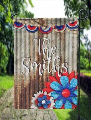 Rusty Tin Patriotic Garden Flag