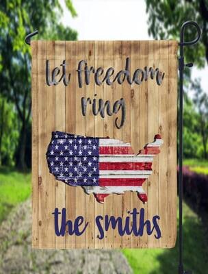 Let Freedom Ring Wooden American Flag Garden Flag