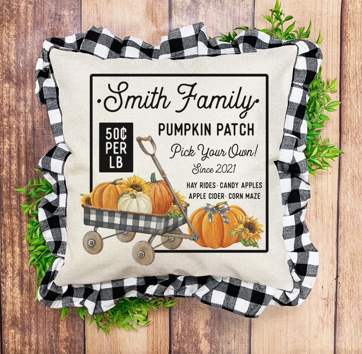 Family Name Pumpkin Patch Pillow