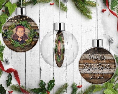 Wooden Buffalo Plaid w/ Greenery Floating Ornament