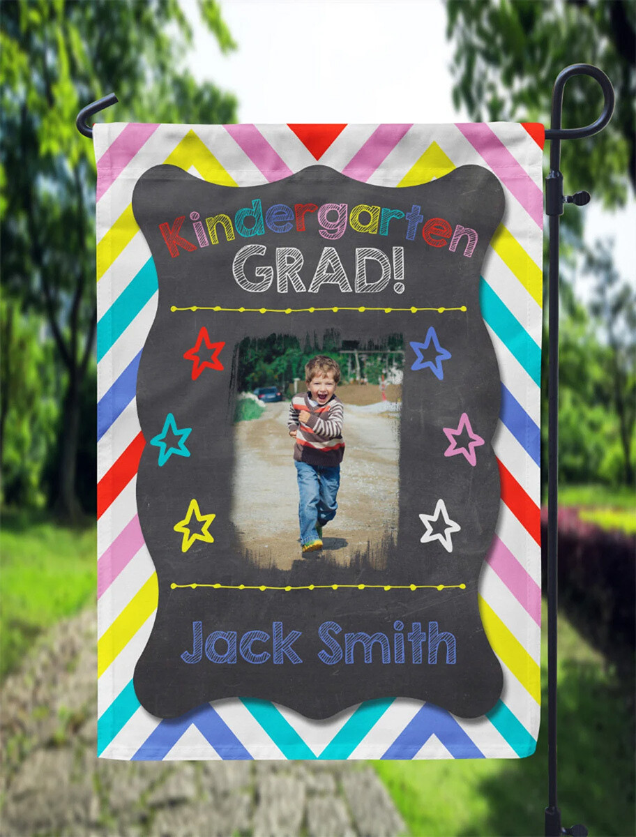 Colorful Kindergarten Photo Graduation Garden Flag