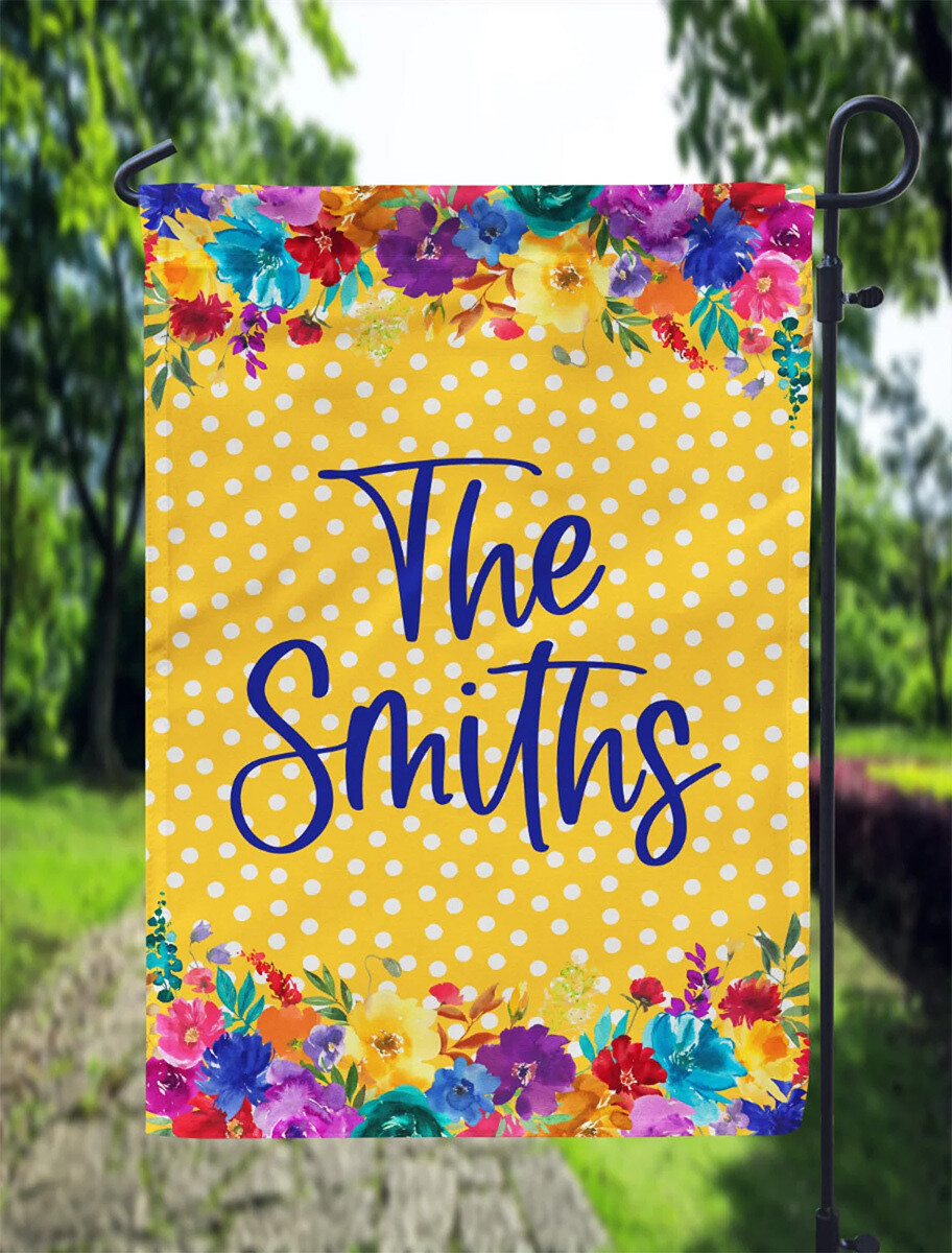 Bright Mustard Floral Garden Flag