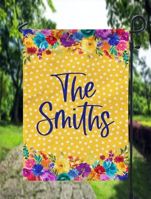 Bright Mustard Floral Garden Flag